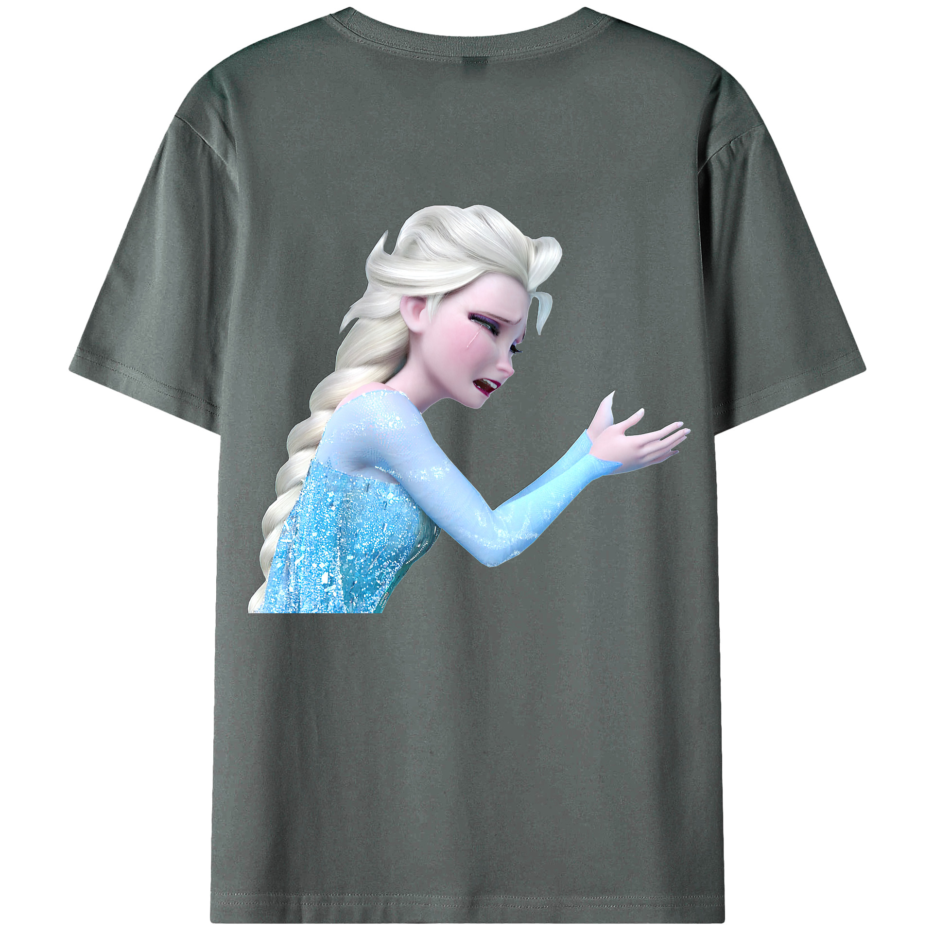 （画像用） アナと雪の女王 アンナ エルサ Frozen Anna Elsa 綿100％ メンズ半袖Tシャツ（バックプリント） 通気性